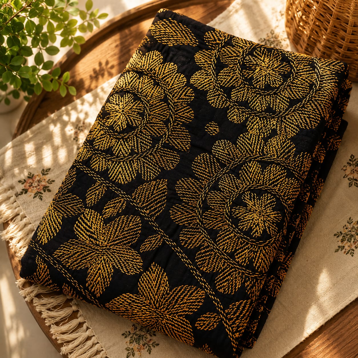Handcrafted Nakshi Kantha Quilt & Artisan Nursery